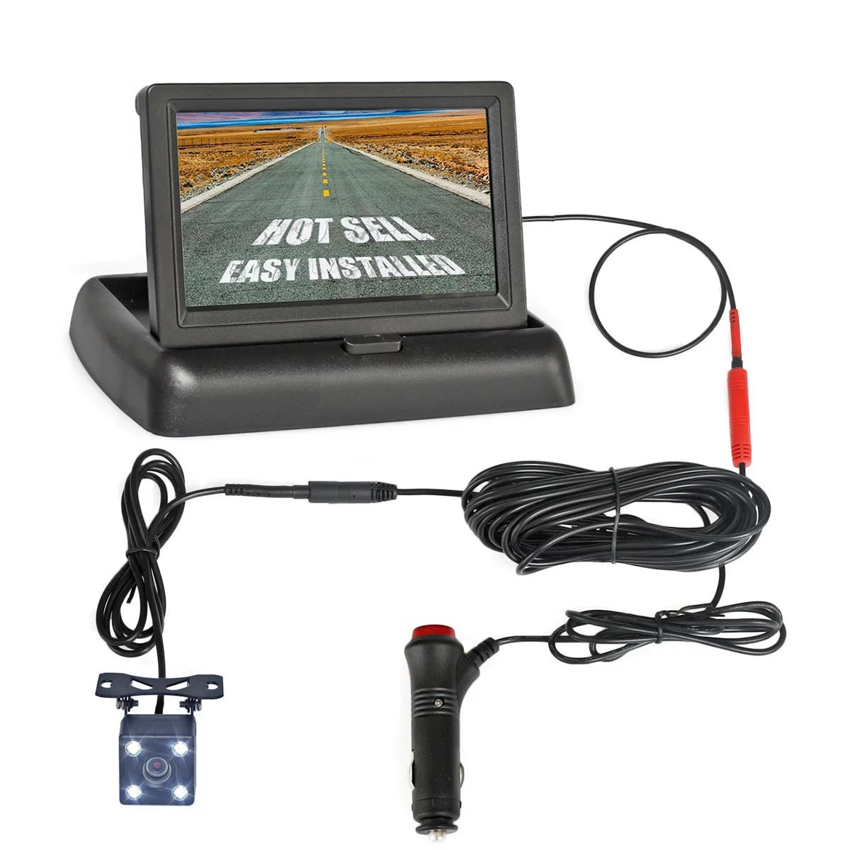 4.3in HD Monitor Car Backup Reverse Camera Rear View Parking License Plate System