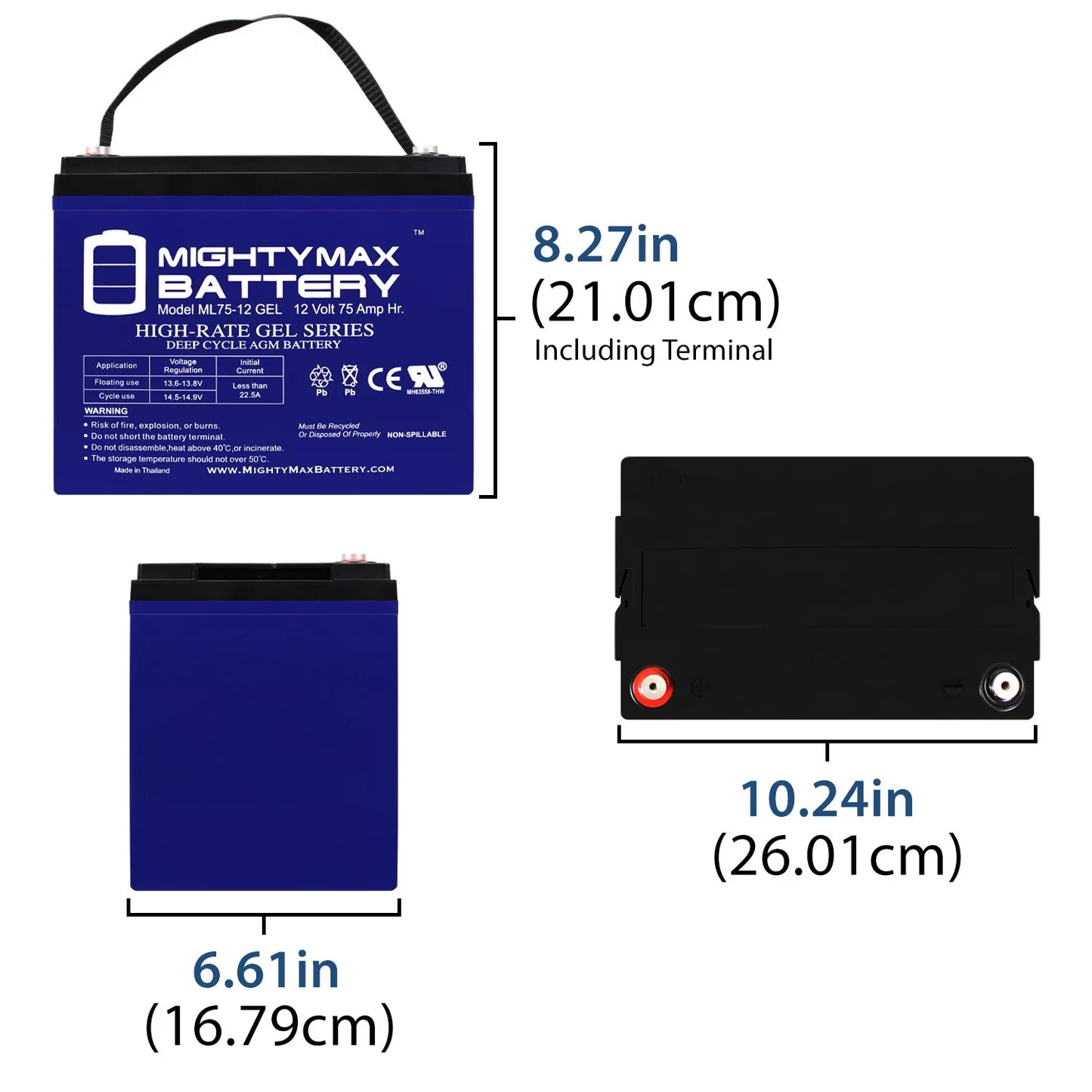 12V 75AH GEL Battery Replacement for Quantum Q6000Z,Pediatric, R-4000