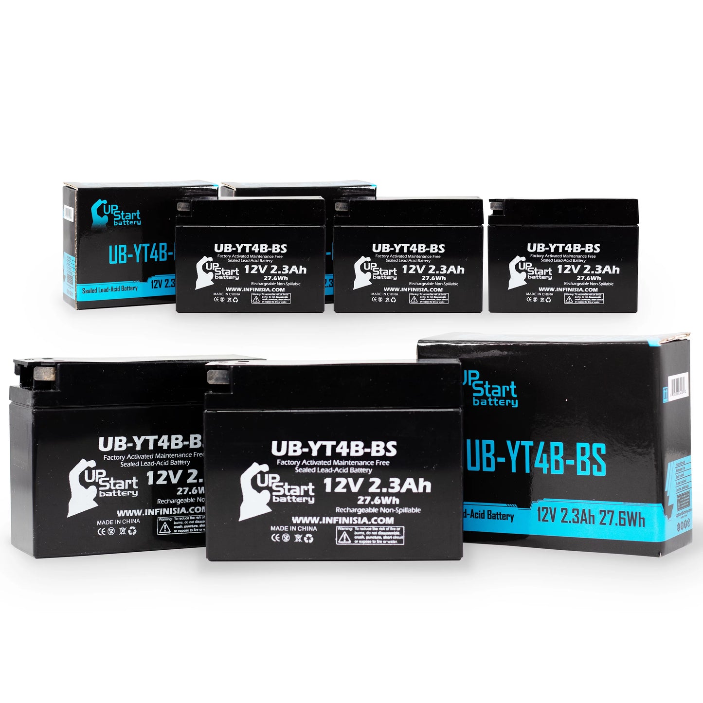 5-Pack UpStart Battery Replacement for 2012 Yamaha SR400 (FI) 400CC Factory Activated, Maintenance Free, Motorcycle Battery - 12V, 2.3Ah, UB-YT4B-BS