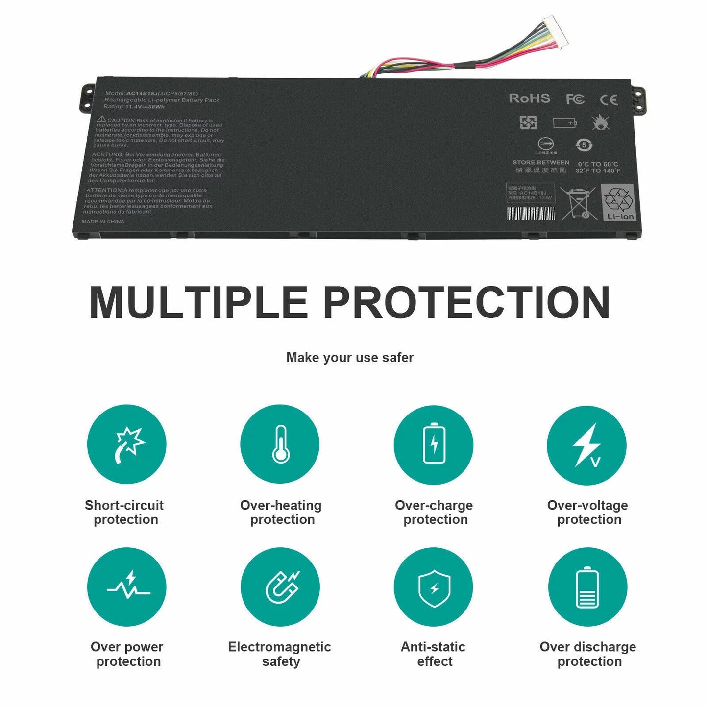 AC14B13J Notebook Battery for Chromebook CB3-531 CB5-571 CB3-111 C810 C910