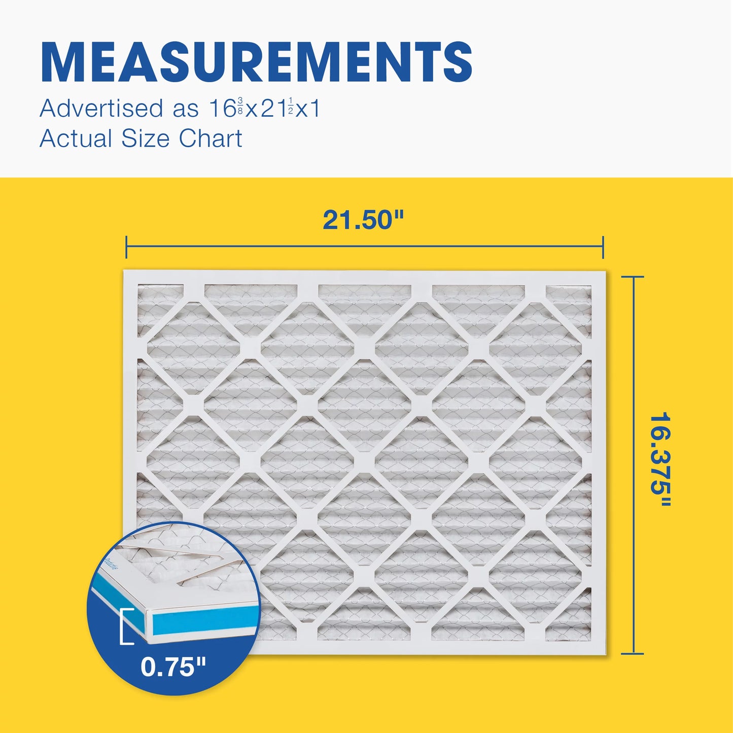 Aerostar 16 3/8 x 21 1/2 x 1 MERV 8 Pleated Air Filter, AC Furnace Air Filter, 6 Pack