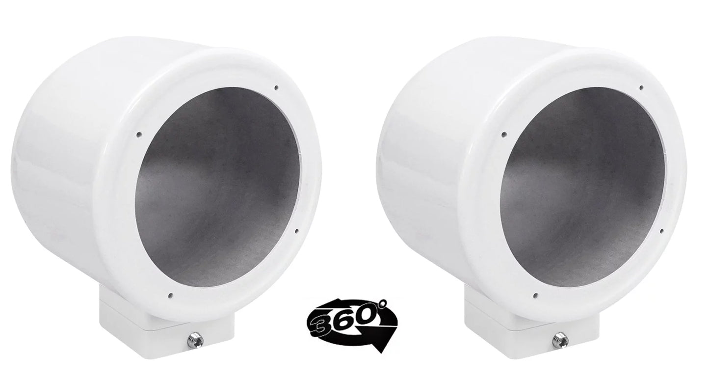 2) Rockville MAC525W 5.25" 360° Swivel White Aluminum Surface Mount Speaker Pods