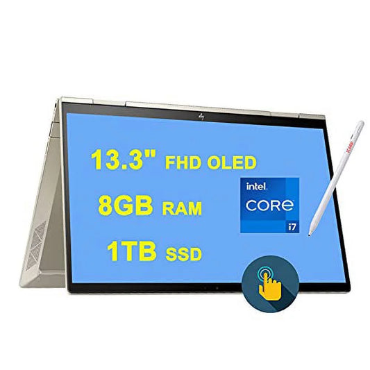 2021 Flagship Envy x360 13 2-in-1 Notebook 13.3" FHD OLED Monitor 11th Gen 4-Core i7-1165G7 8GB RAM 1TB SSD Iris Xe Graphic Backlit Fingerprint Thunderbolt WIFI6 Win10 + iCarp Pen