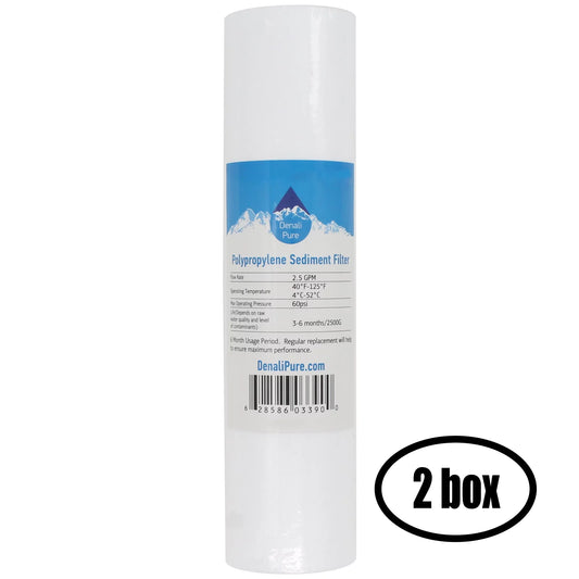 2 Boxes of Replacement for H2O Distributors UCF-03-14-USA Polypropylene Sediment Filter - Universal 10-inch 5-Micron Cartridge for H2O Distributors Triple Stage Under Sink System - Denali Pure Brand