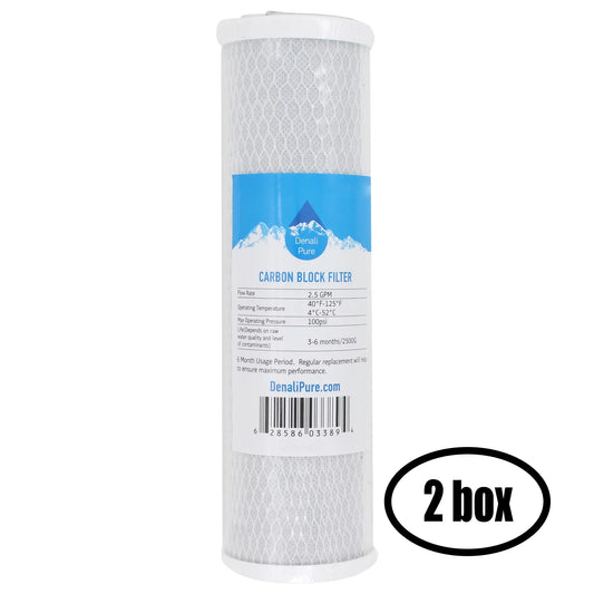 2 Boxes of Replacement for Fluid 101040 Activated Carbon Block Filter - Universal 10 inch Filter for Liquid 6 stage 75 gpd reef aquarium dual reverse osmosis Fluid - Denali Pure Brand