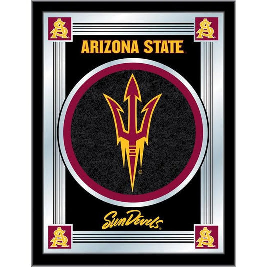 Arizona State Mirror with Sun Devils Pitchfork Logo - Wood Frame