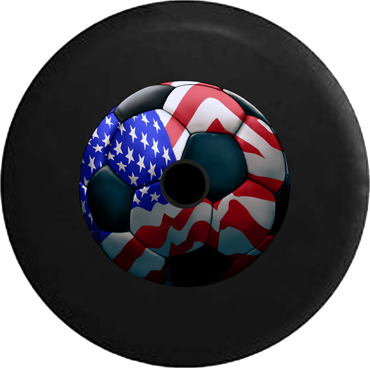 2018 2019 Wrangler JL Backup Camera American Flag Soccer Ball Futbol Spare Tire Cover for Jeep RV 32 Inch