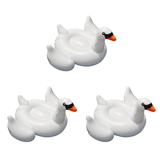 3-Pack Swimline Giant Inflatable Ride-On 75-Inch Swan Floats | 3 x 90621