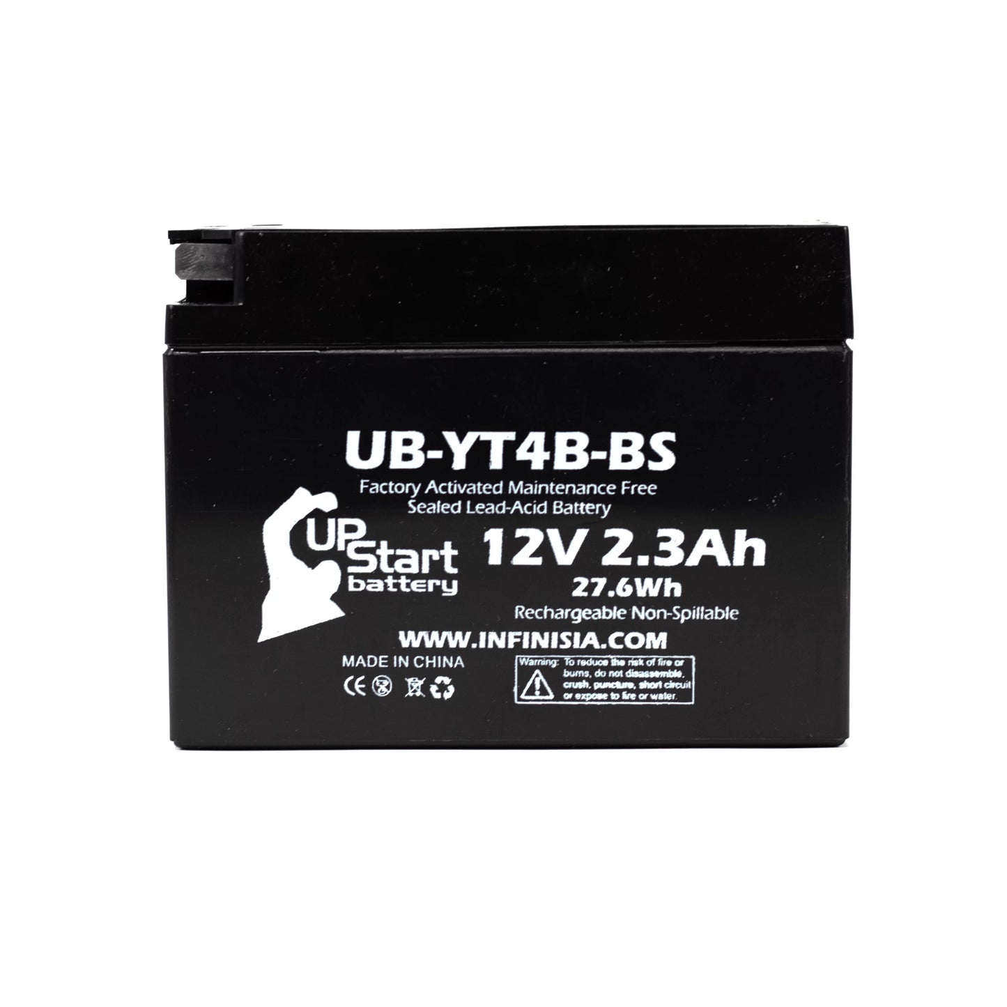 5-Pack UpStart Battery Replacement for 2004 Yamaha SR400 400CC Factory Activated, Maintenance Free, Motorcycle Battery - 12V, 2.3Ah, UB-YT4B-BS