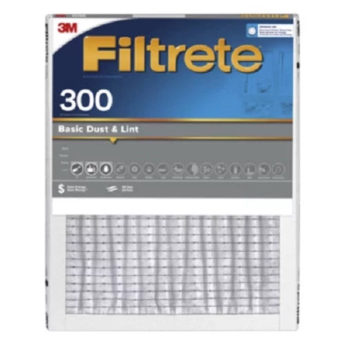 3M Filtrete 301-4 16" x 25" x 1" Gray Basic 300 Dust & Lint Reduction Pleated Air Filter 90 Day Filter - Quantity of 4