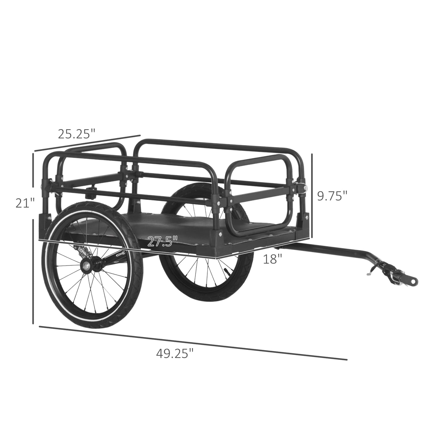 Aosom Bike Cargo Trailer Bike Wagon Bicycle Trailer with Suspension, Triple Safety Features, 16'' Wheels, 88 lbs Max Load