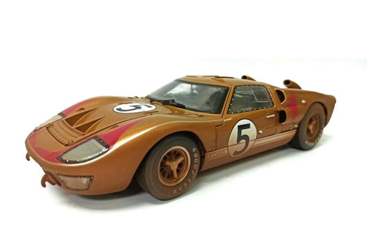 1966 Ford GT-40 MK II #5 After Race (Dirty Version), Gold - Shelby Collectibles SC430G - 1/18 scale Diecast Model Toy Car