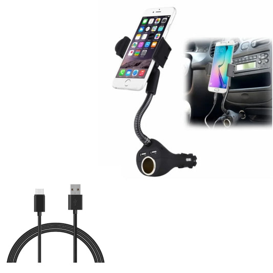 6ft USB-C Cable w Car Mount DC Socket Charger Holder Type-C Cord K4O for CAT S48c,S61,S62 Pro - Coolpad Legacy,S,Brisa - Cricket Ovation, Influence, 2, Icon 2, Dream 5G - Dragon Touch Max10