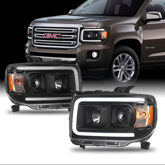 AKKON - For 2015-2022 GMC Canyon LED Light Bar DRL Projector Headlights Pair Housing - Black