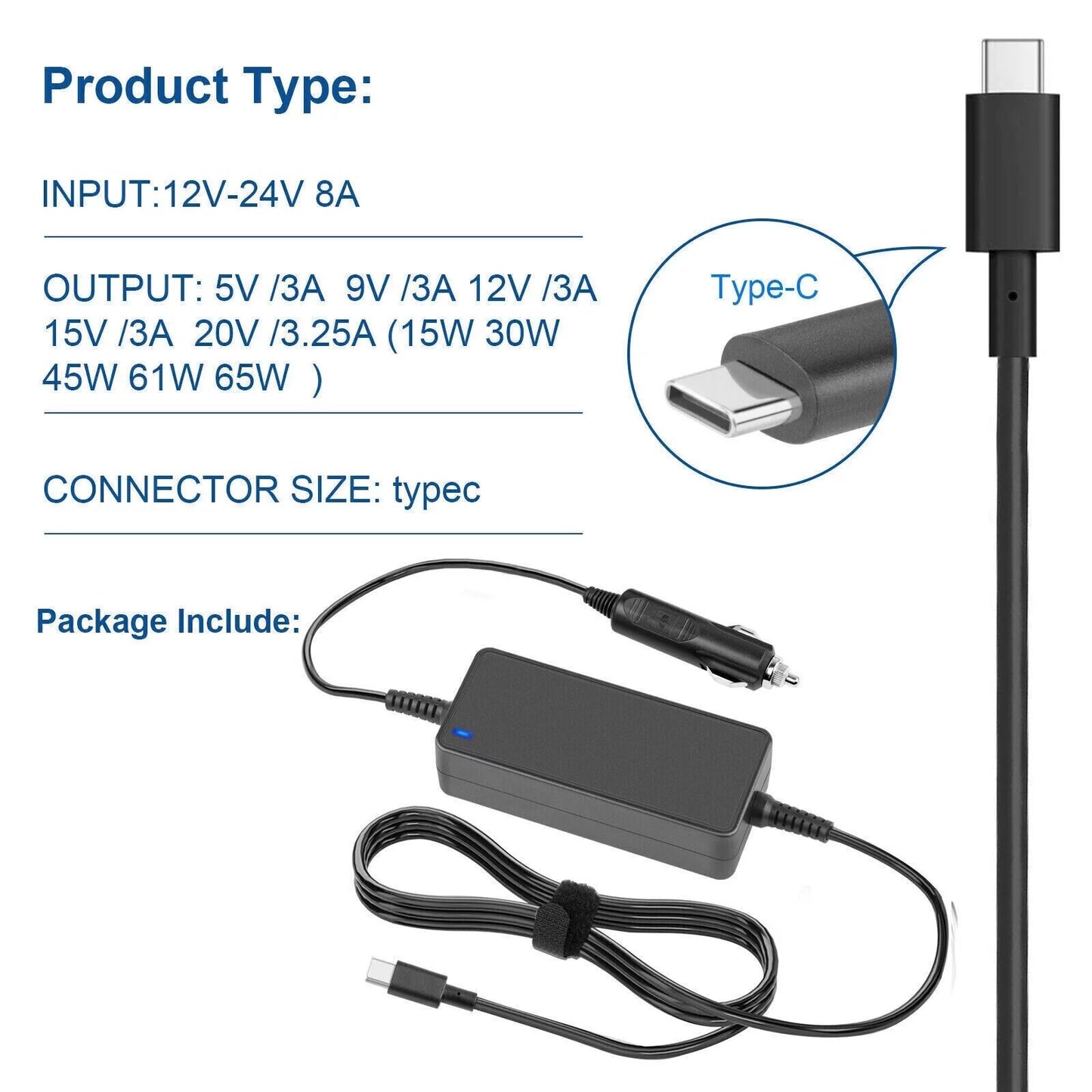 AMSK POWER Car Charger for Inspiron 13 5000 5310 5320 5330 Mobile pc Charger 65W Type-C