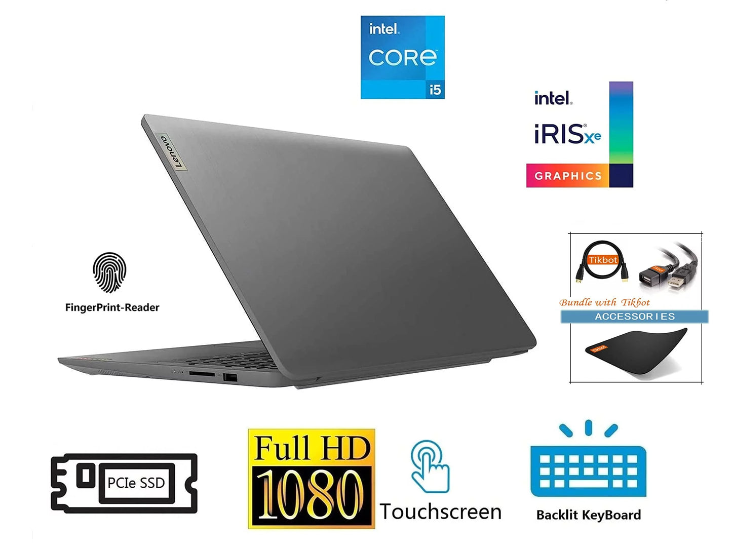 2021 IdeaPad 3 Mobile pc 15.6" FHD IPS Monitor Display, i5-1135G7 (>i7-1065G7), Iris Xe Graphics, Wi-Fi 6, Camera, Type-C, Fingerprint, w/Accessories (36GB RAM | 1TB PCIe SSD)