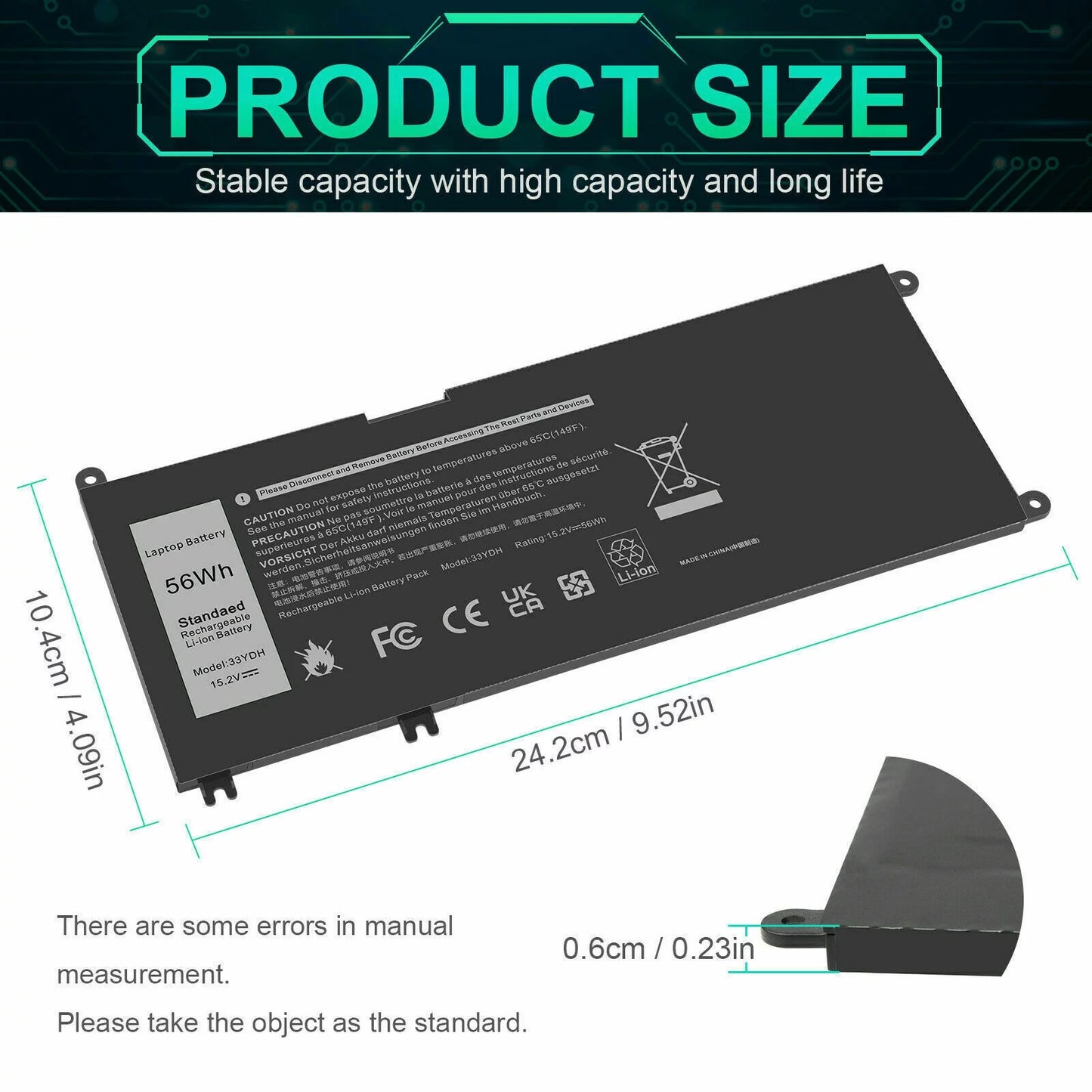 33YDH PVHT1 Mobile pc Battery for (G3 G5 G7) 15 3579 5587 7588/17 3779