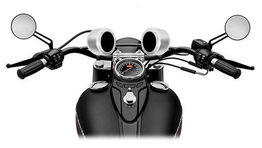 (2) Rockville MAC40B 4" Chrome Swivel Aluminum Motorcycle Handlebar Speaker Pods