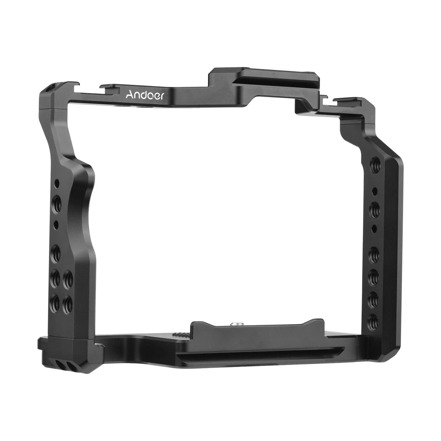 Andoer Camera Cage Aluminum Alloy Video Cage with Dual Cold Shoe Mounts Numerous 1/4 Inch Threads Replacement for A7IV/ A7III/ A7II/ A7R III/ A7R II/ A7S II