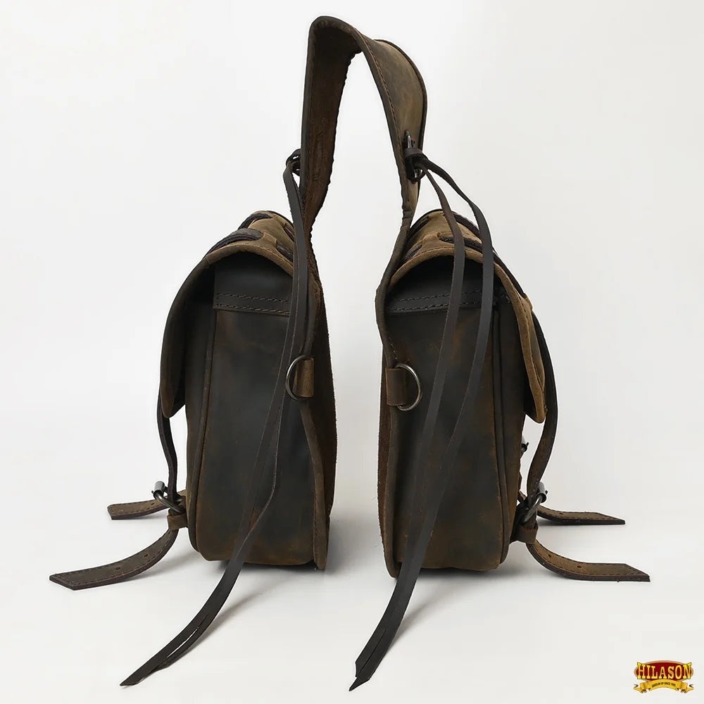 19HS Hilason Soft Leather Horse Saddle Bag Dark Brown