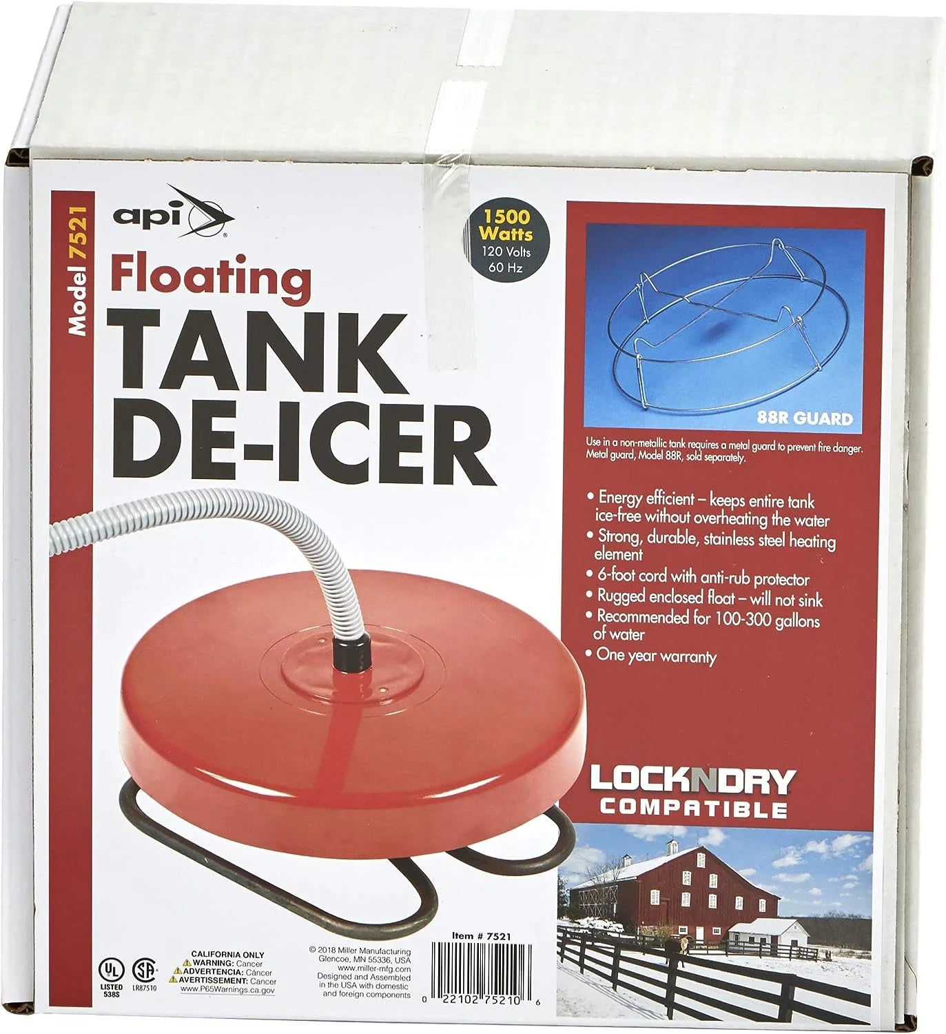 API Floating Fluid Tank Deicer Floating De-Icer, 1500 Watt