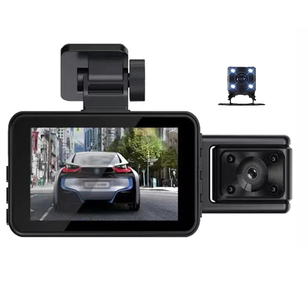 3 Channel Dash Cam Front and Rear Inside, 1080p 3 Inches 170° Wide Angle Dashcam, Dash Camera for Cars with 128GB Card, Super Night Vision, G-Sensor, Motion Detection